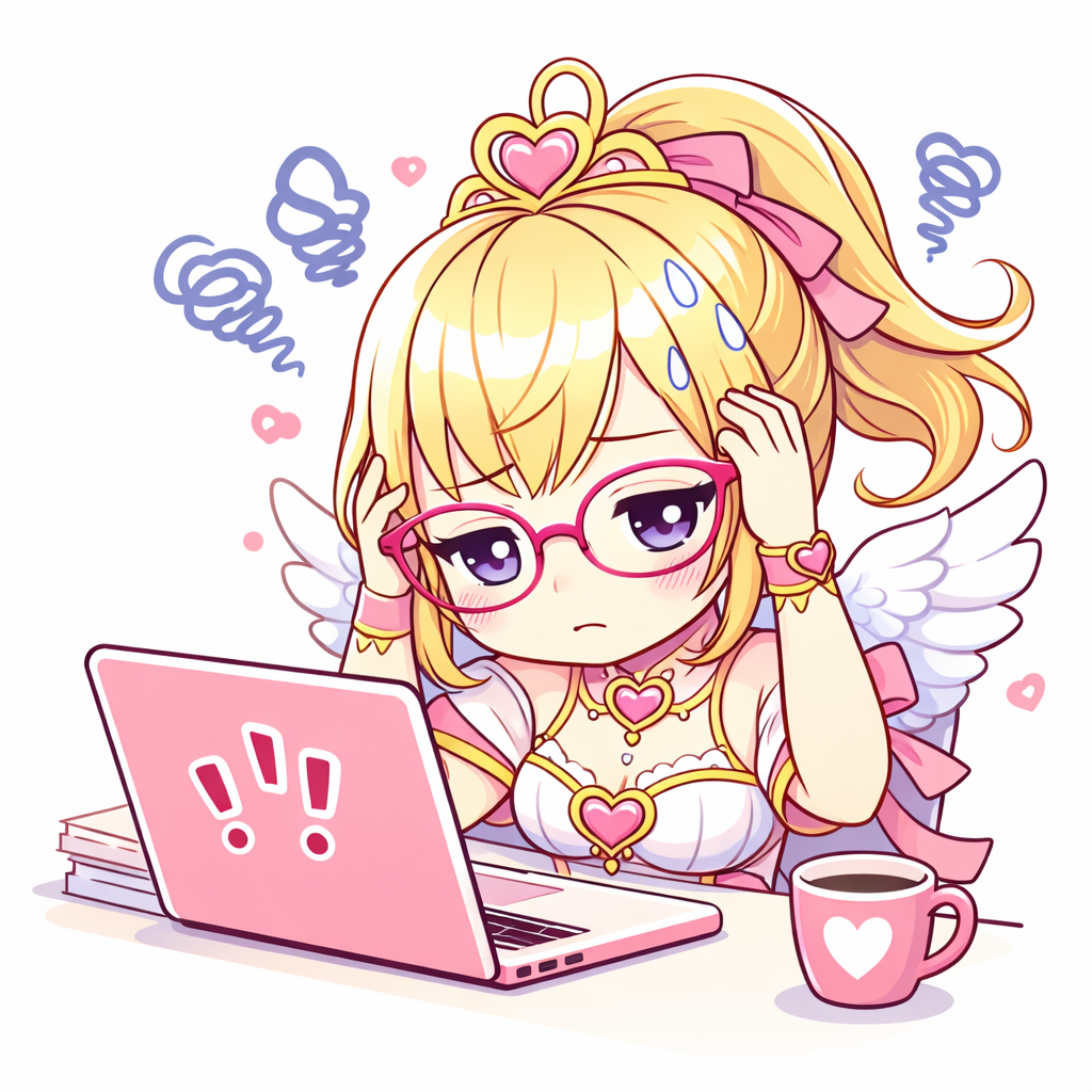 Koiちゃん：デスクで悩む