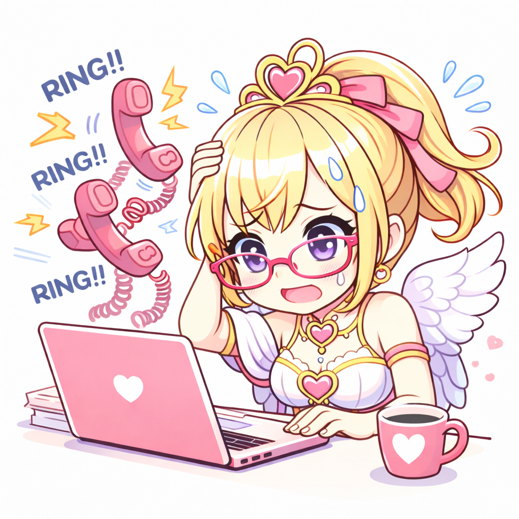 Koiちゃん：PC作業でテンパって困る（電話が鳴っている）